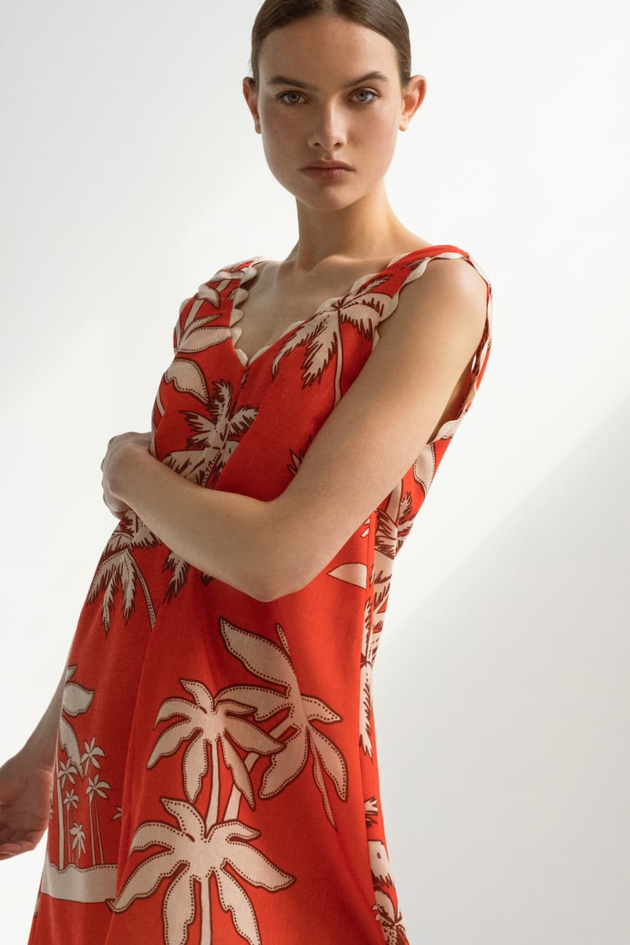 Milla Φόρεμα Κοντό Αμάνικο Λινό Palm Trees - B Young