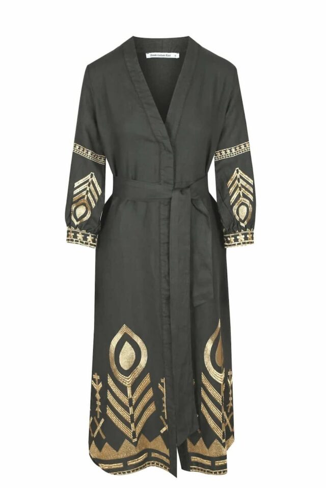 Greek Archaic Kori Φόρεμα Σεμιζιέ Black Gold