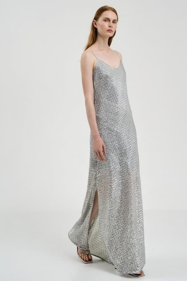 Access Φόρεμα μάξι παγιέτα Silver