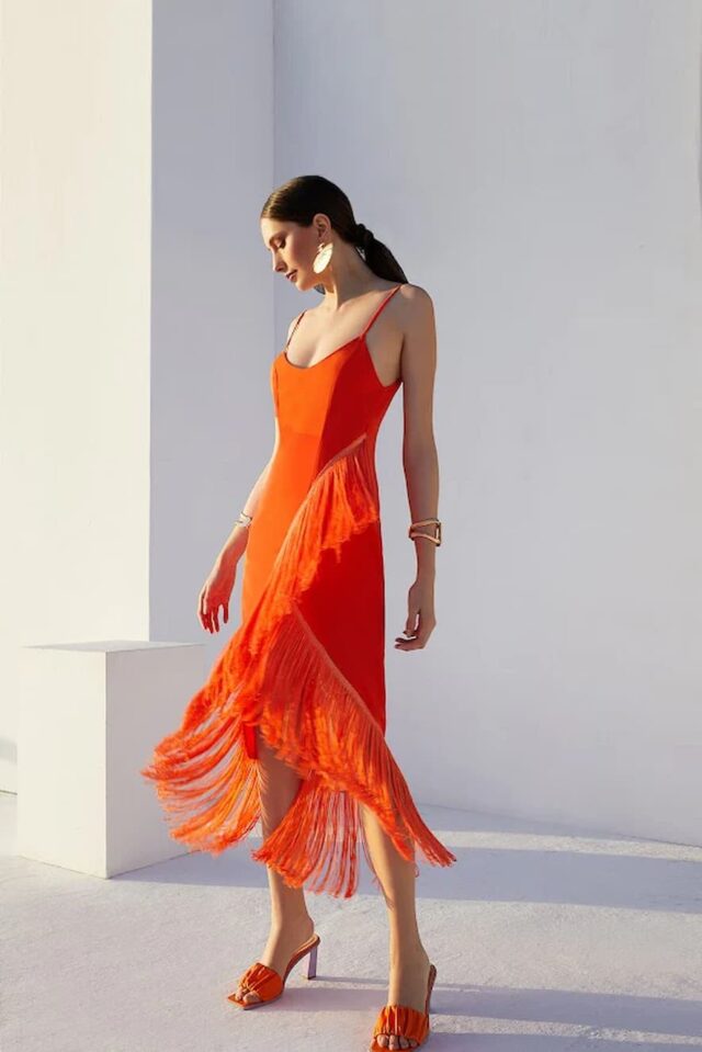 CManolo Φόρεμα με Κρόσια Πορτοκαλί
