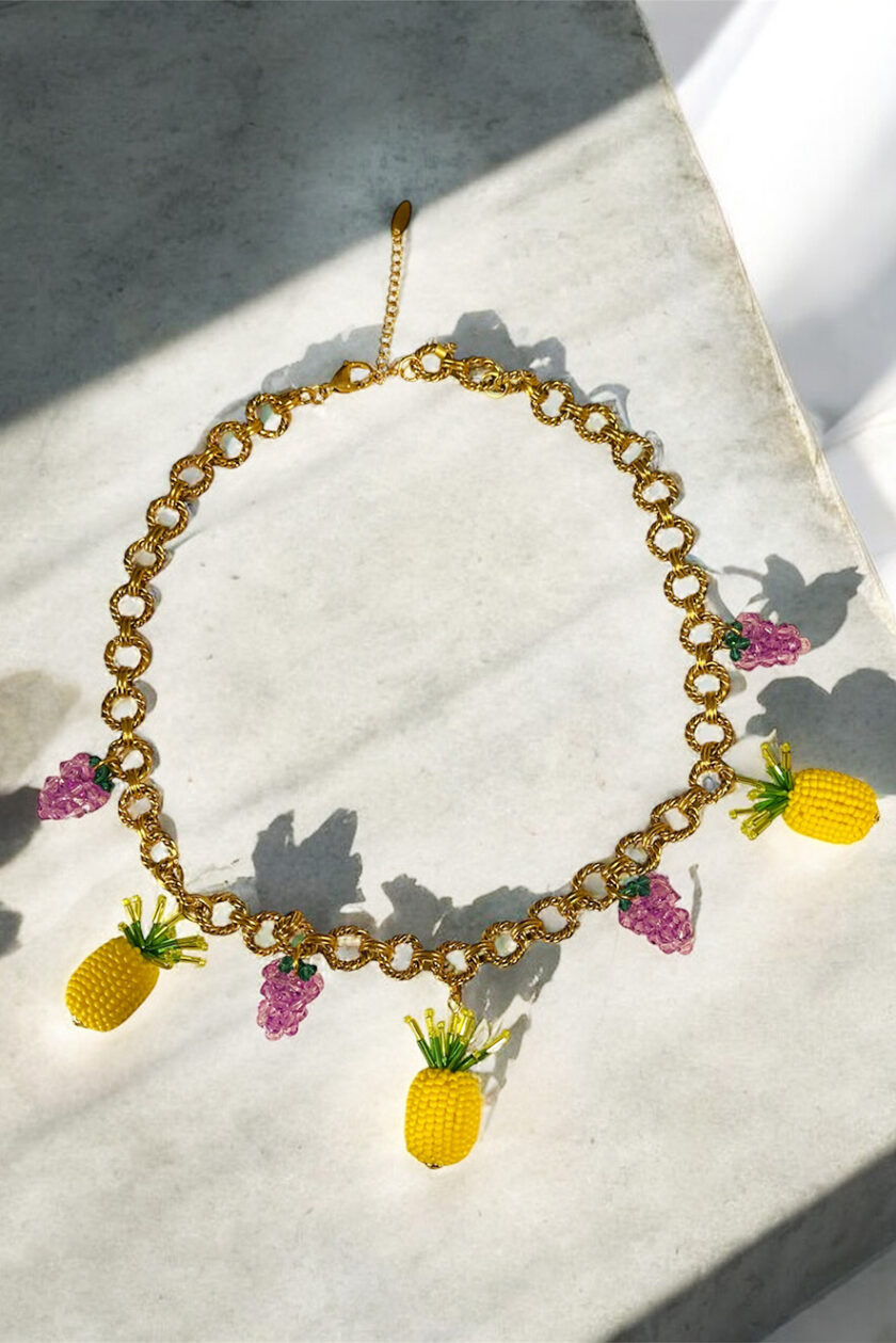 Ifigenia Loukou Necklace with Pineapples and Grapes