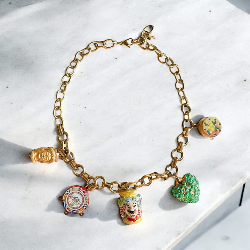 Ifigenia Loukou Necklace with Sicilian Mori and Lucky Charms