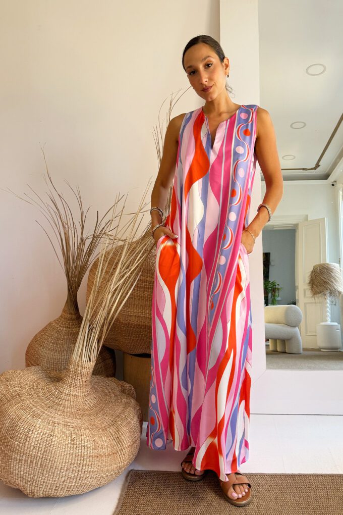 Nema Καφτάνι Αμάνικο Σατέν Pink Lila