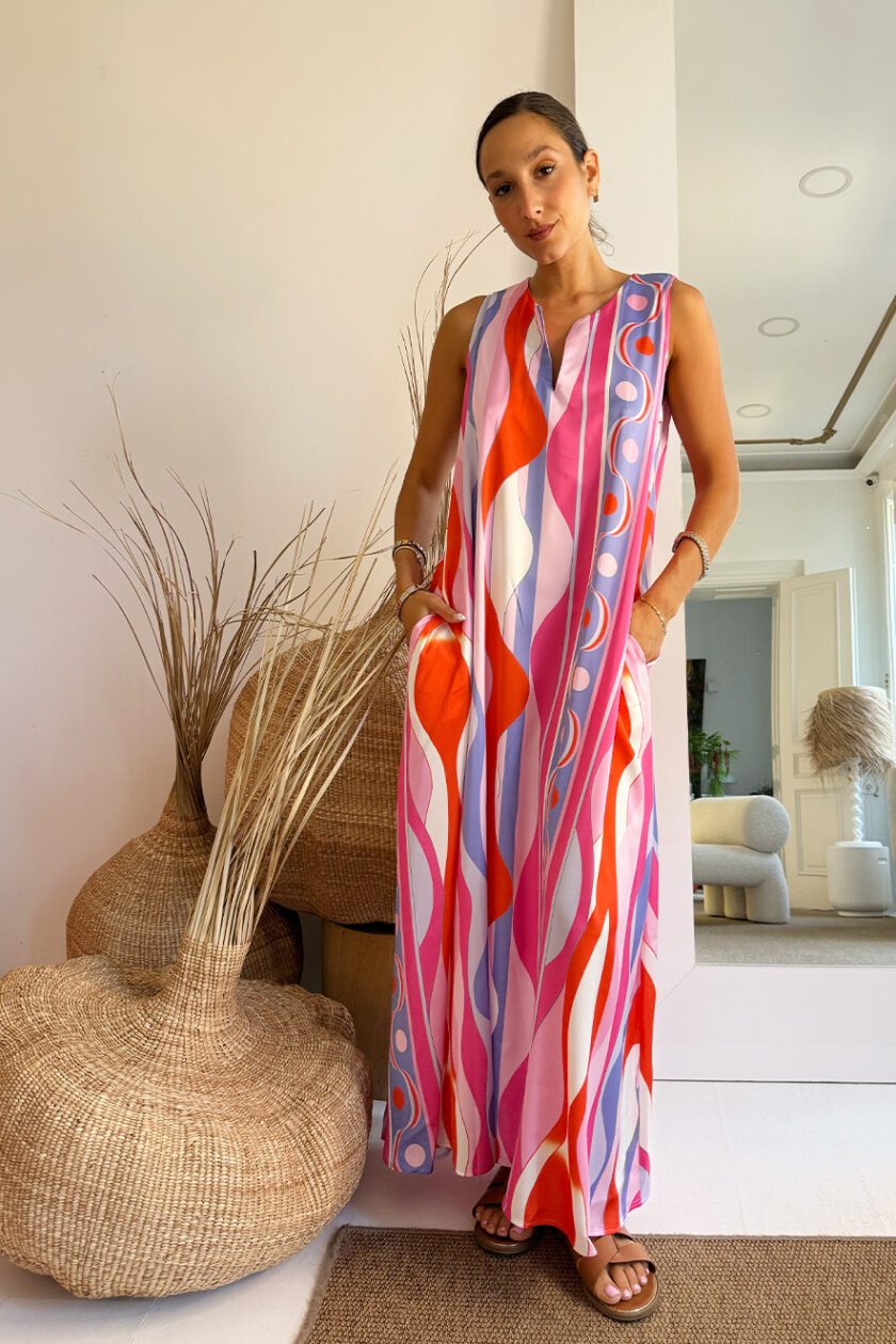Nema Καφτάνι Αμάνικο Σατέν Pink Lila