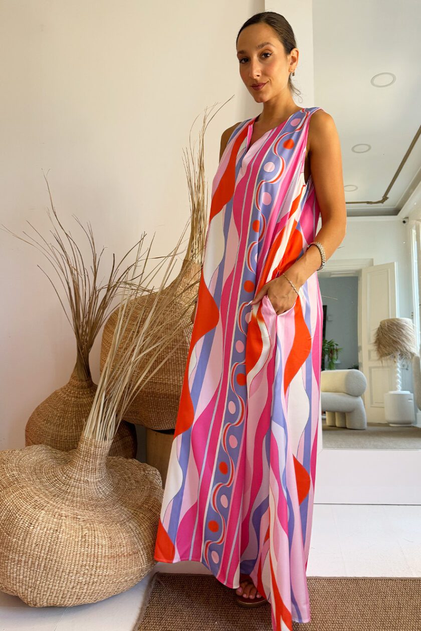 Nema Καφτάνι Αμάνικο Σατέν Pink Lila - Image 3