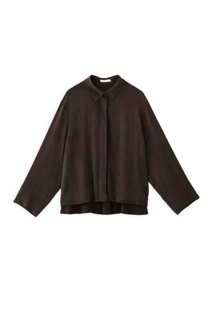 Philosophy Cropped Shirt Dark Brown